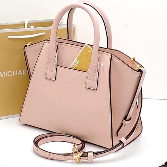 Michael Kors Avril Small Leather Top-Zip Satchel Powder Blush color - Picture 2 of 16
